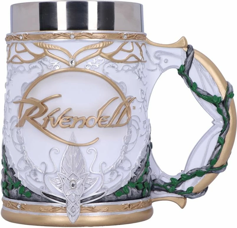 Mug NEMESIS NOW Rivendell (Lord of the Rings), resin e pikturuar me dorë, bardhë/ari/jeshile