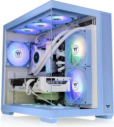 Kasë Thermaltake View 380 TG ARGB Hydrangea Blue, Midi Tower, xham i temperuar, ARGB, kaltër