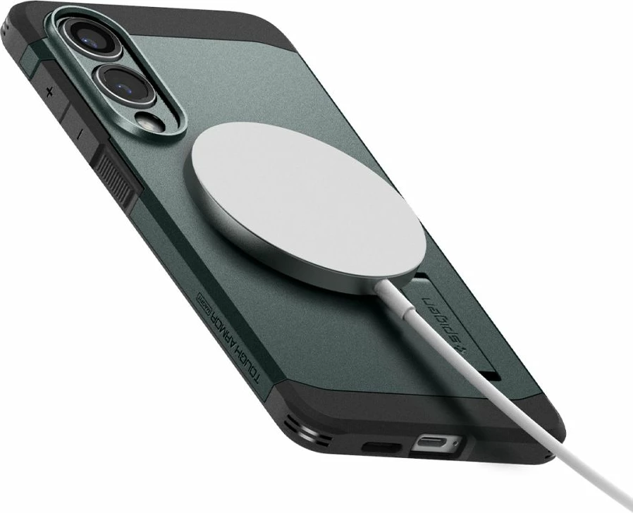 Mbështjellës Spigen Tough Armor MagSafe për Samsung Galaxy S25 Edge, Jeshil/Ezezë
