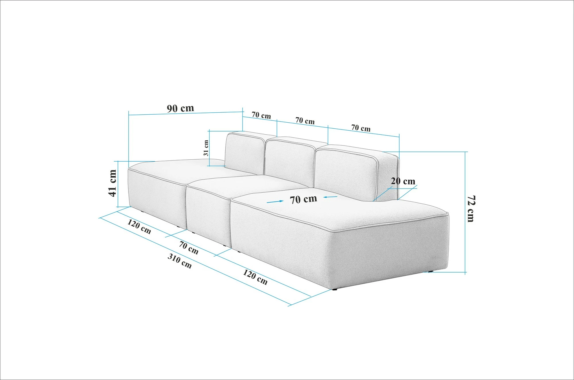 Kënd divan Atelier del Sofa, More M(M4-M1-M3), ngjyrë krem