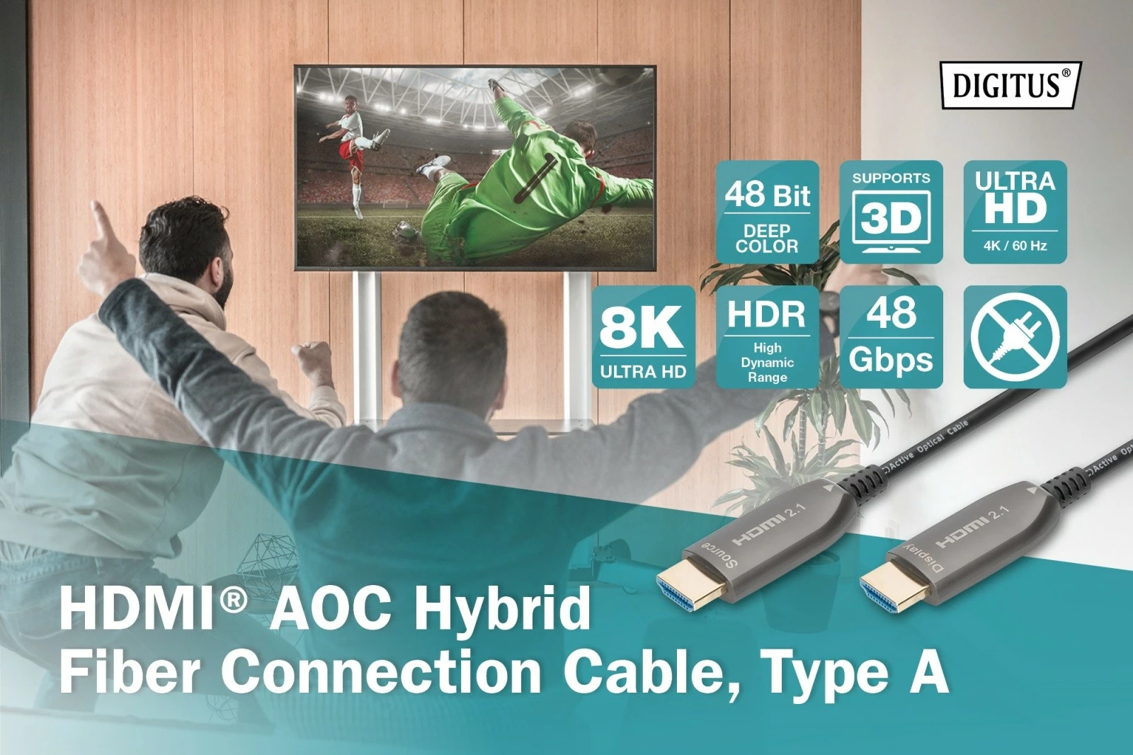 Kabllo HDMI Digitus AK-330126-300-S, 30m, Ultra High Speed 8K/60Hz, E zezë