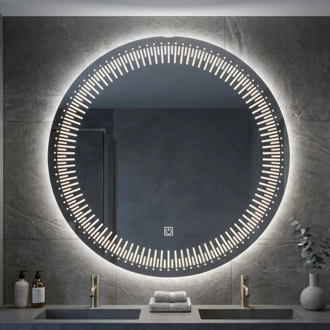 Pasqyre me LED dhe Touch Sensor, Modeli i (LED i Ngrohte / LED i Ftohte) - Pasqyre per Banjo Rrethore [Madhësia: 70 cm] [Ngjyra e LED-it: Ftohtë]