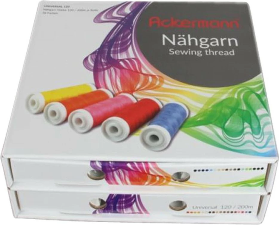 Kuti fije për qepje Ackermann Nähgarnbox, e bardhë