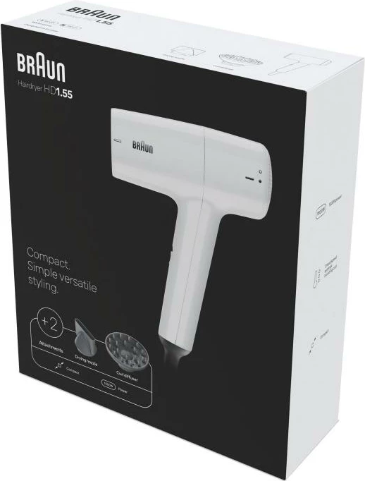 Tharëse flokësh Braun Haircare HD1 55 800W, e bardhë