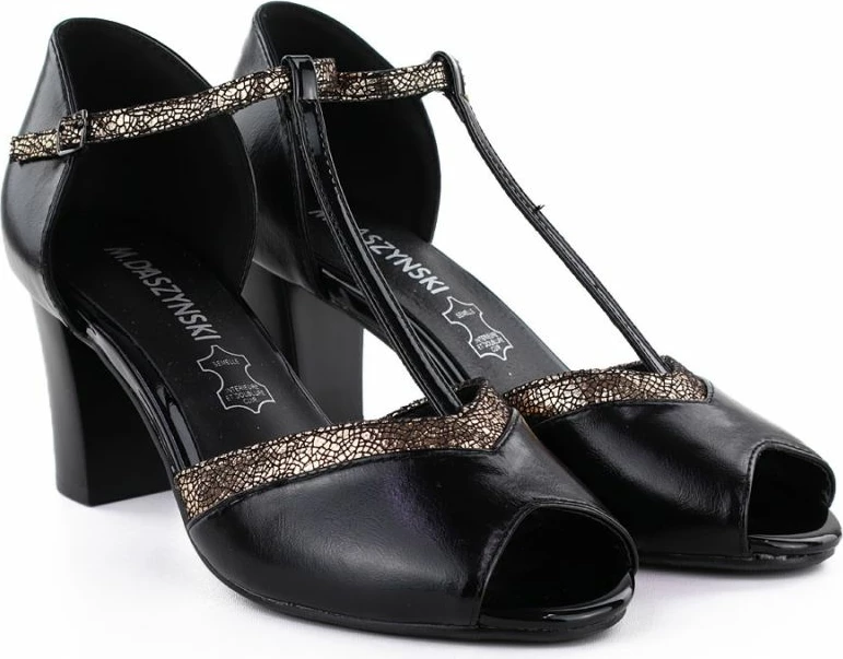 Këpucë me takë të trashë M. Daszyński SA107-37, të zeza