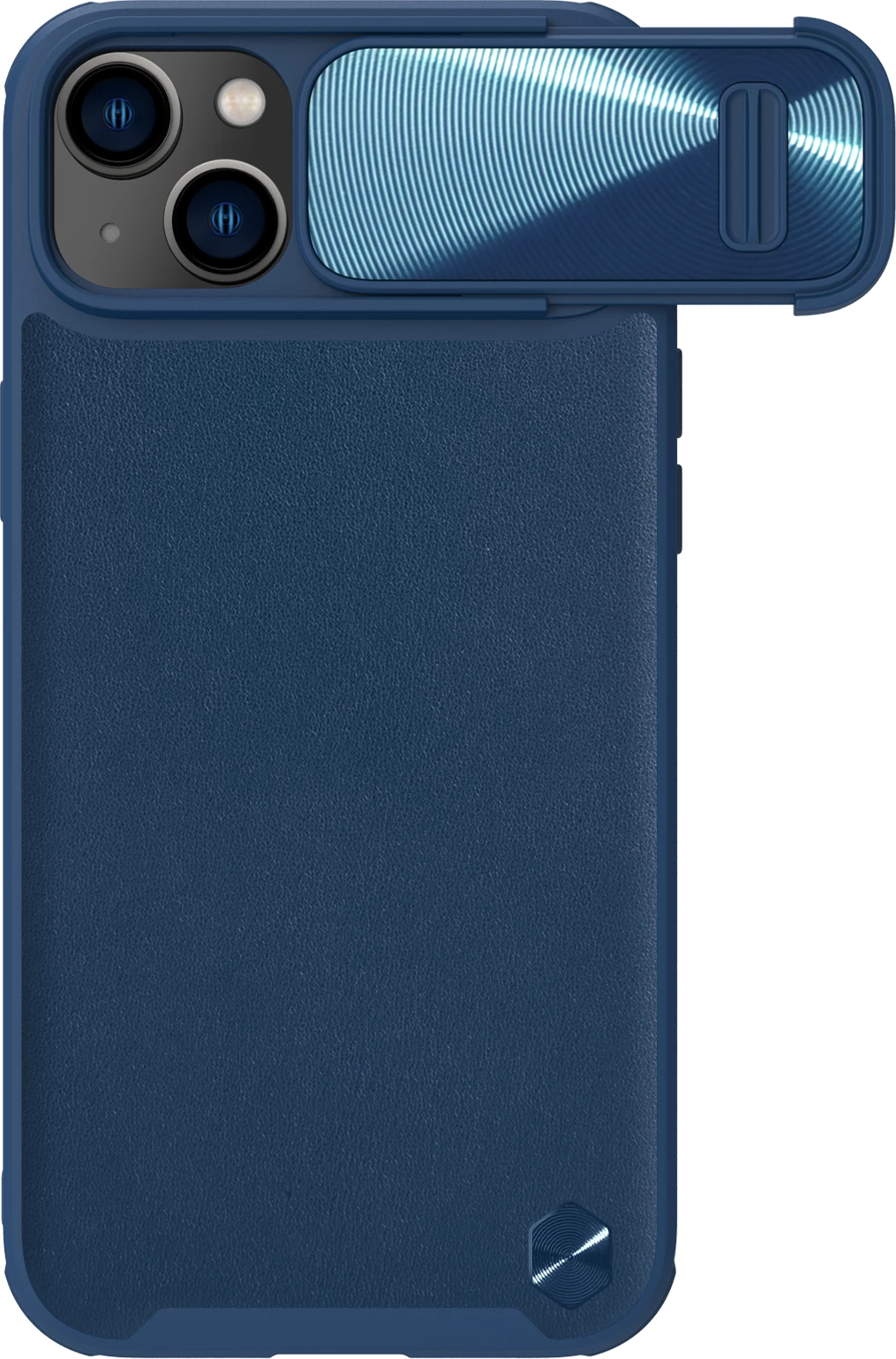 Mbështjellës Nillkin CamShield Leather S për iPhone 14 Plus, me kapak kamere, Blu