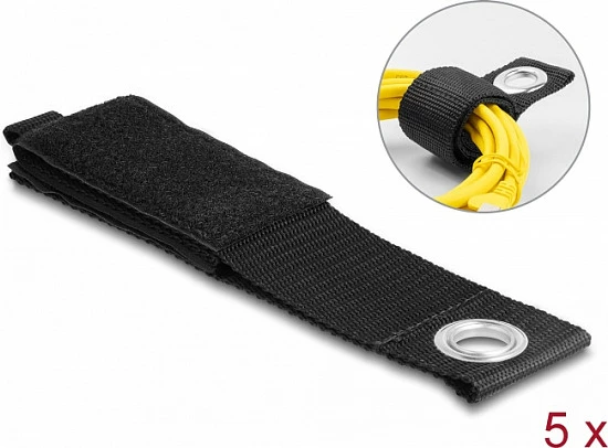 Rrip Velcro DeLOCK 435 x 50 mm, 5 copë, i zi