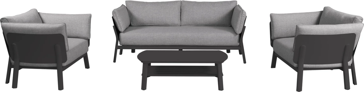 Set lounge për jashtë, 4 pjesë, ENASTRON CD6194.01, alumin gri i errët & material gri olefin