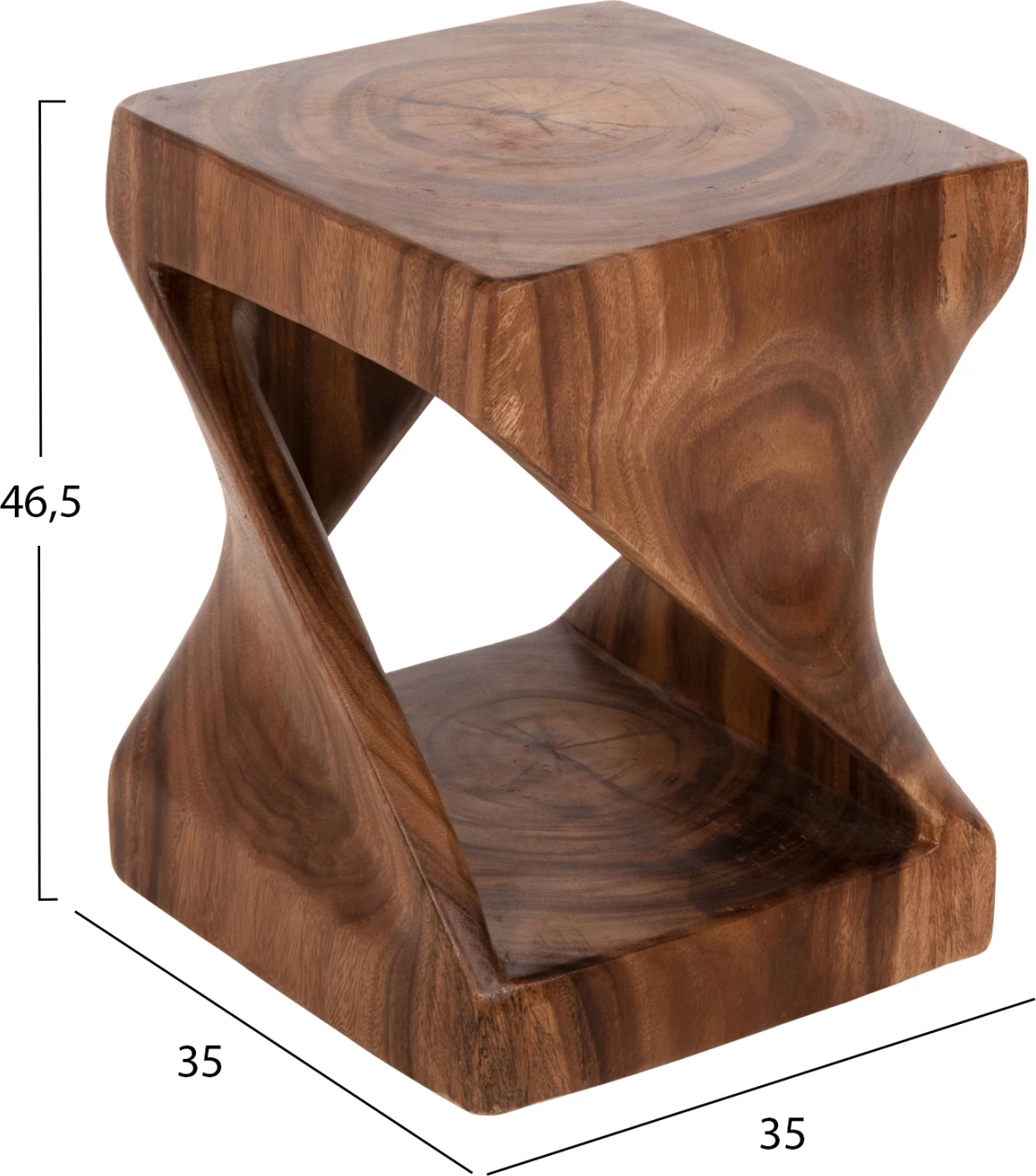 Karrige për bar GEBO, dru suar, ngjyrë arre, katrore, 35x35x46.5cm