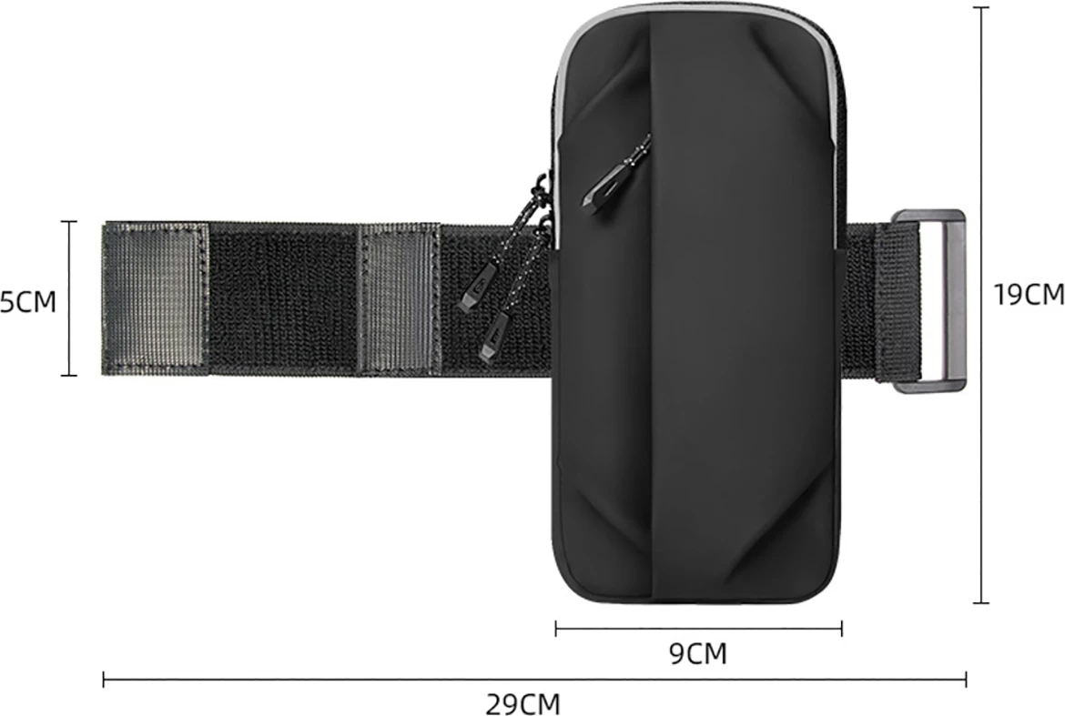 çantë krahu sportive për celular, Wozinsky WSDB-B, 19x10x2.5 cm 86 g, e papërshkueshme nga uji, e zezë