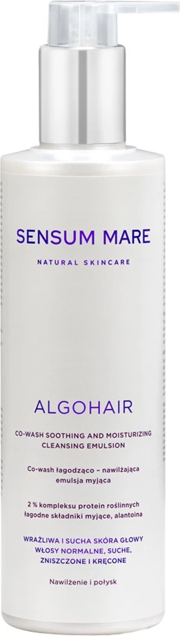 Emulsion pastrues për flokë dhe skalp Sensum Mare Algohair Co-Wash Soothing and Moisturizing për femra, 250ml