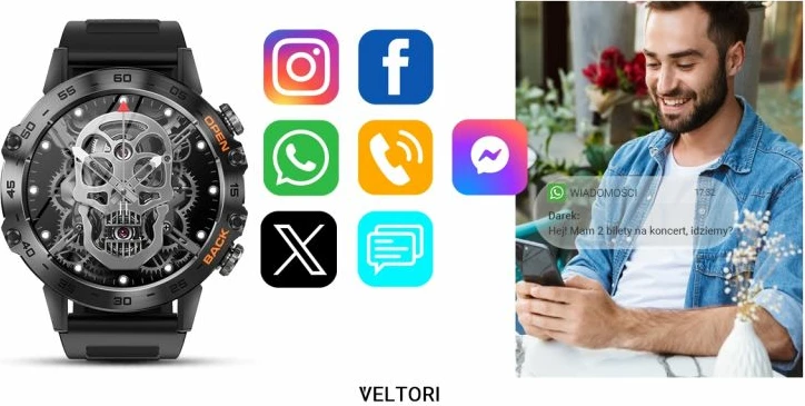 Smartwatch VELTORI unisex, e zezë