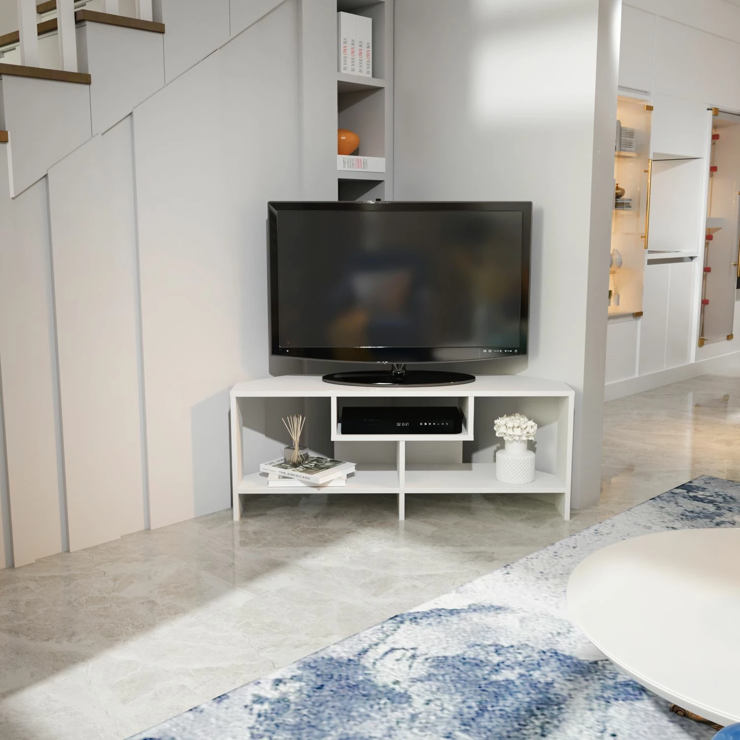 Komodë TV Skye Decor, Maldiv, e bardhë