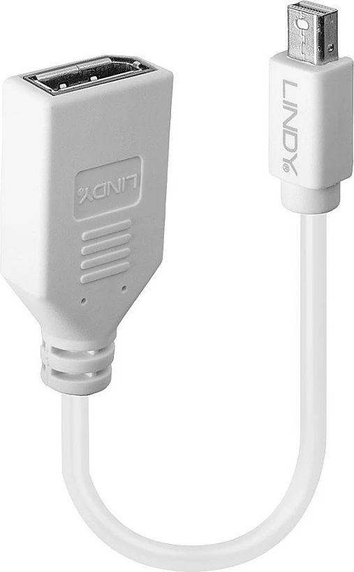 Kabllo adapter Mini DisplayPort në DisplayPort LINDY, 0.15 m, e bardhë