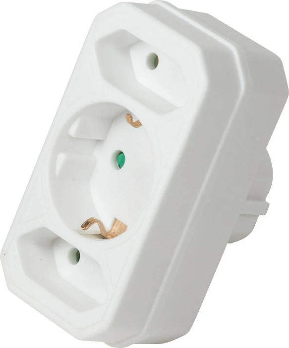 Adapter rryme LogiLink, 2x Euro + 1x Schuko, i bardhë