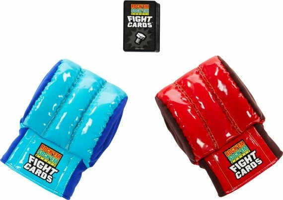 Lojë me letra Mattel Fighting Robots HTW64 Fight Cards, 2 lojtarë, me dorëza boksi për veshje, set