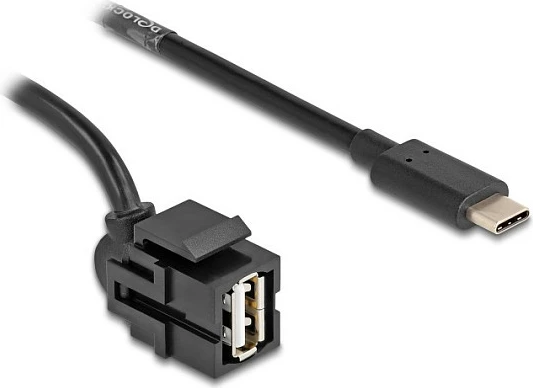 Modul Keystone DeLOCK USB 2.0, USB-A femër në USB-C mashkull, kabllo 0.5m, i zi