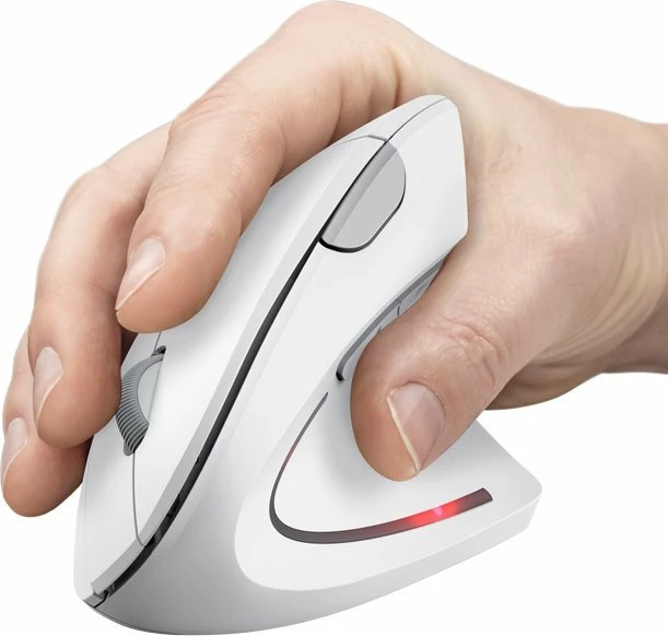 Maus wireless ergonomik Trust Verto 25132 1600 DPI vertikal për dorën e djathtë, i bardhë