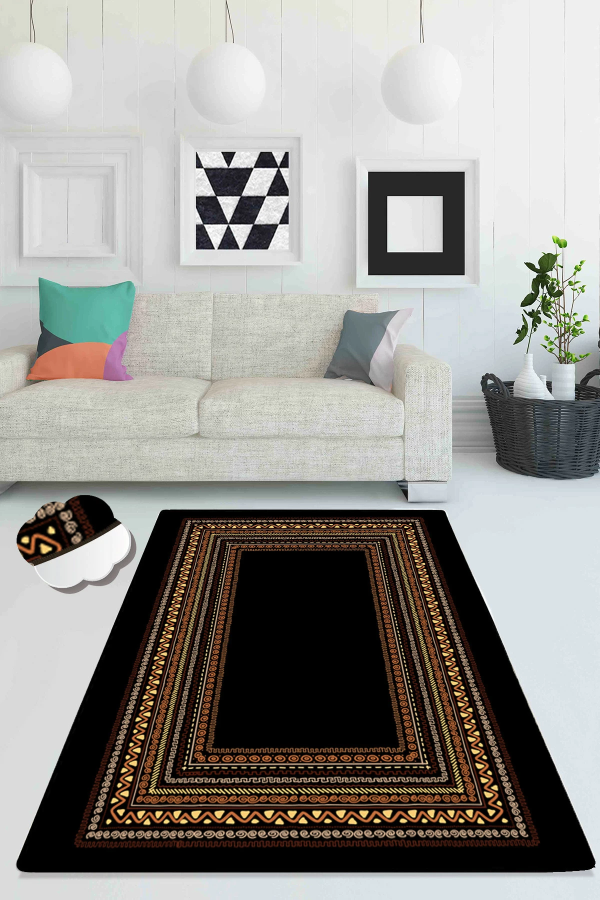 Qilim (80 x 120) Conceptum Hypnose, ngjyrë e çelët - e zezë