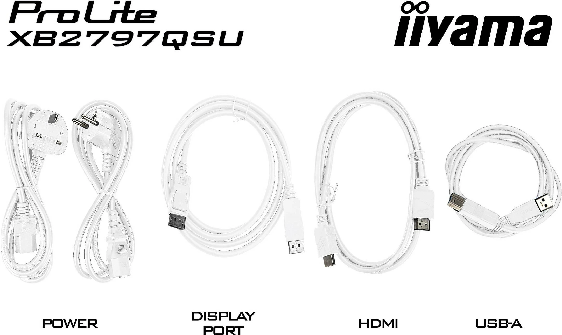 Monitor iiyama ProLite XB2797QSU-W1, 27", IPS, QHD 2560x1440, Slim Bezel, i bardhë