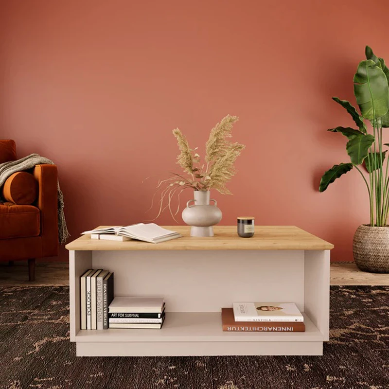 Tavolinë Monik, ngjyrë lisi-gri e lehtë, 90x56x40cm