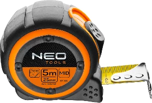 Metër shirit çeliku Neo 67-185 5m x 25mm me magnet, zi/portokalli