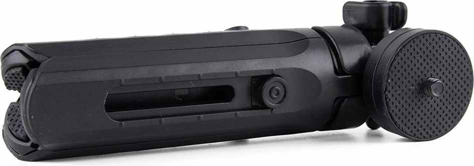 Mini tripod/selfie stick Hurtel 16-21 cm, për celular/GoPro, kllapë 55-90 mm, rrotullim 360°, i zi