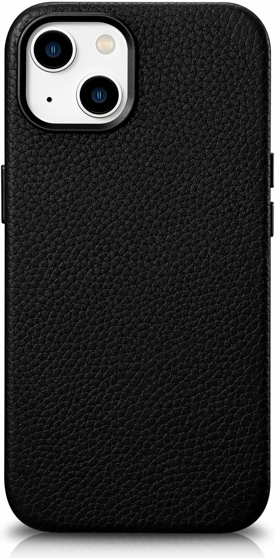 Mbështjellës iCarer Litchi Premium lëkurë për iPhone 14 Plus me MagSafe, i zi
