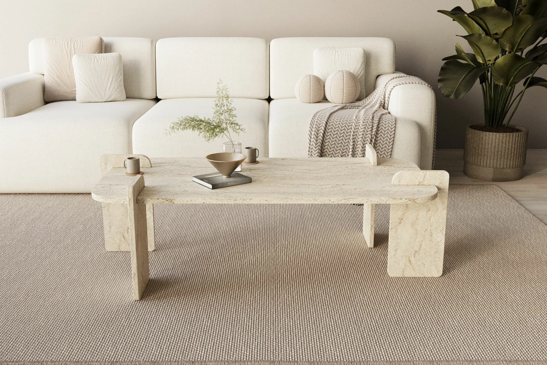 Tavolinë kafeje Skye Decor, ngjyrë travertine