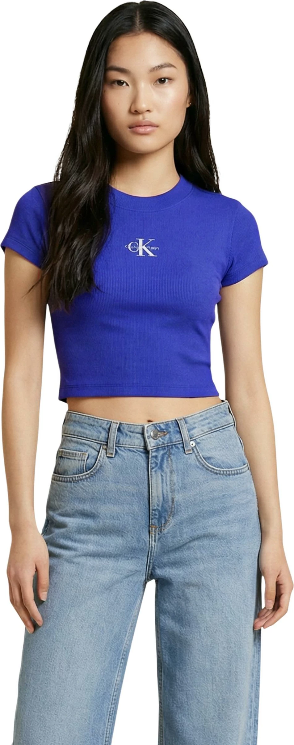 Maicë për femra Calvin Klein Jeans MONOGRAM BABY TEE LV047AB802, e kaltër