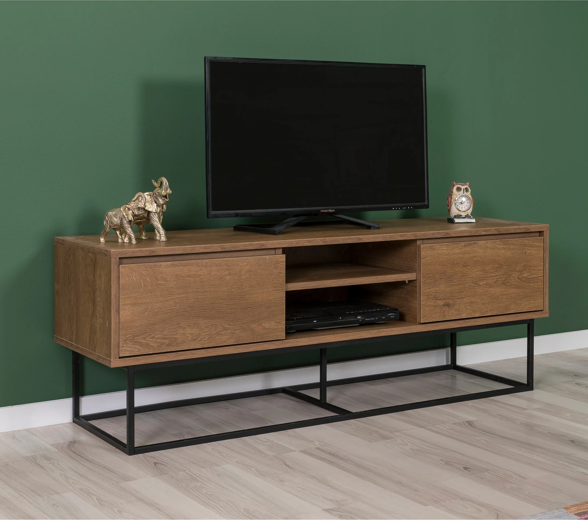 Set mobiljesh për dhomë dite, ngjyrë arrë dhe e zezë, Laxus Takım 3