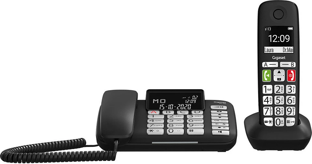 Telefon Gigaset DL780 Plus, Analog/DECT, Mbajtës pa tela, Zëdhënës, 99 kontakte, ID thirrës, Ngjyrë e zezë
