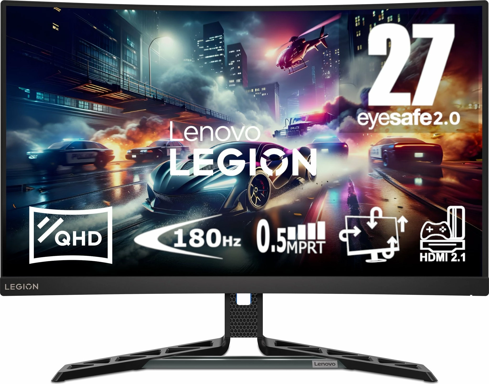 Monitor gaming Lenovo Legion R27qc-30 (67C6GAC2EU) 27" WQHD 180Hz 0.5ms i lakuar 1500R, i zi