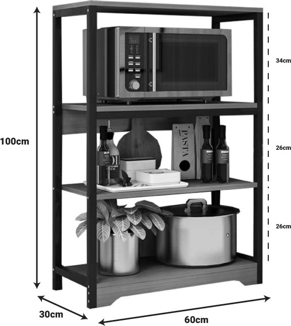 Raft dyshemeje Daan metalik, ngjyrë arre-e zezë, 60x30x100cm
