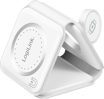 Karikues wireless magnetik LogiLink 3n1 për pajisje Apple, i bardhë
