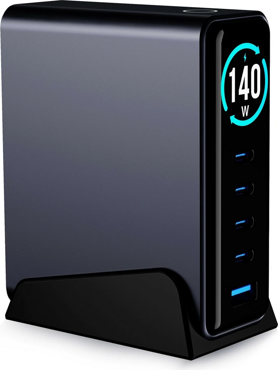 Karikues tavoline 3MK InCharge Lumin PD3.2 140W, 4x USB-C, 1x USB-A, e zezë