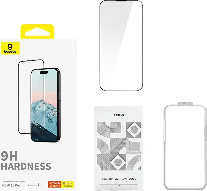 Mbështjellës xhami i temperuar Baseus Diamond 0.3mm për iPhone 15 Pro