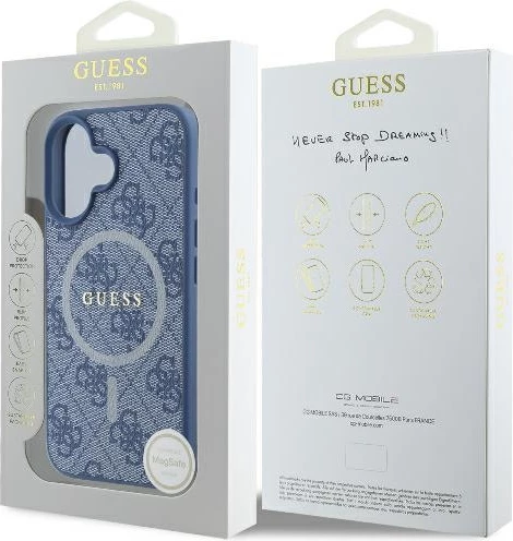 Mbështjellës Guess 4G Ring Classic Logo MagSafe për iPhone 16, Kaltër