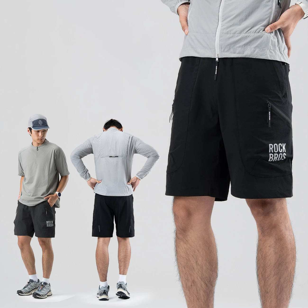Shorce sportive Rockbros YDDK015, XXXL, me rrip, xhepa me zinxhir YKK, 88% najlon/12% spandeks, të zeza