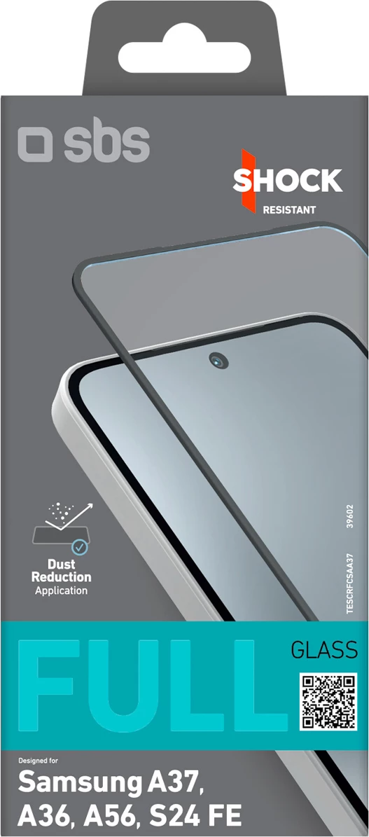 Xham i kalitur mbrojtës SBS Full Cover për Samsung Galaxy A37, i zi, set me 2 peceta pastrimi