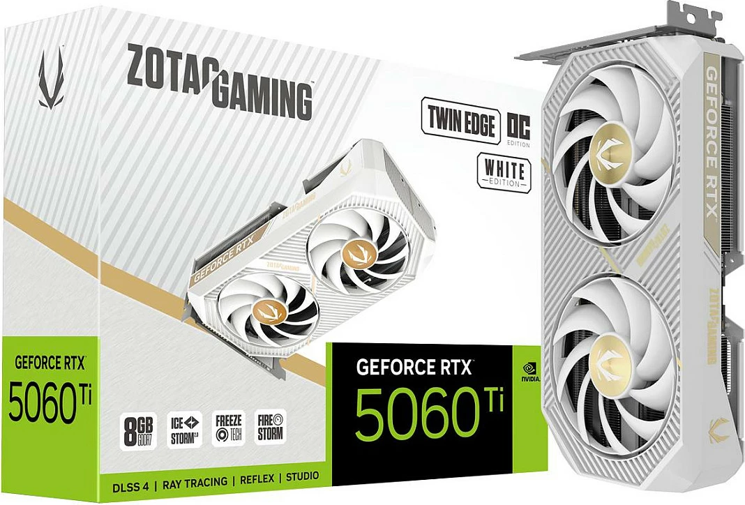Kartelë grafike Zotac GAMING GeForce RTX 5060 Ti Twin Edge OC, 8GB GDDR7, PCIe 5.0, Bardhë