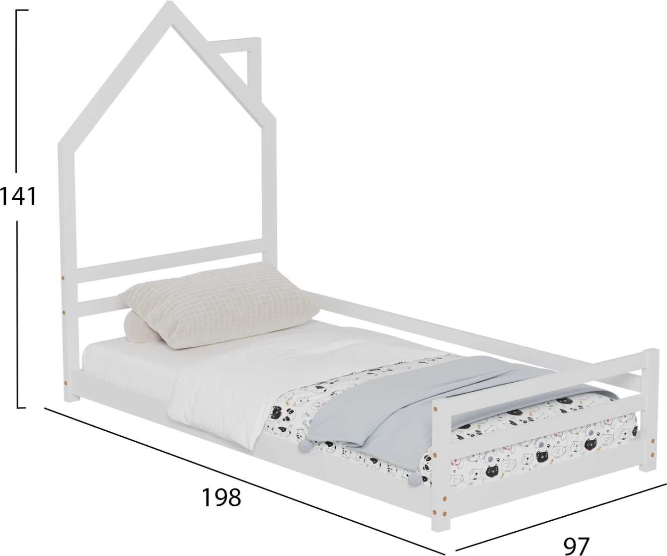 Krevat për fëmijë HOUSER FH676.03 t.MONTESSORI dru pishe i bardhë - 190x90cm