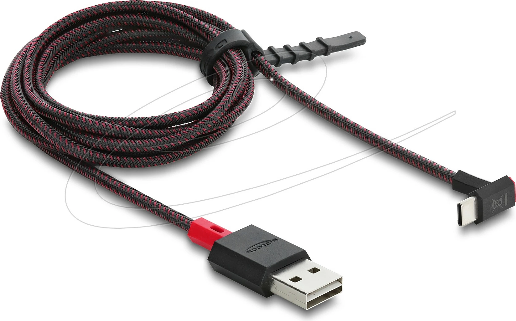 Kabllo DeLOCK EASY-USB 2.0 USB-A në USB-C, 2 m, e kënduar, zezë/kuqe