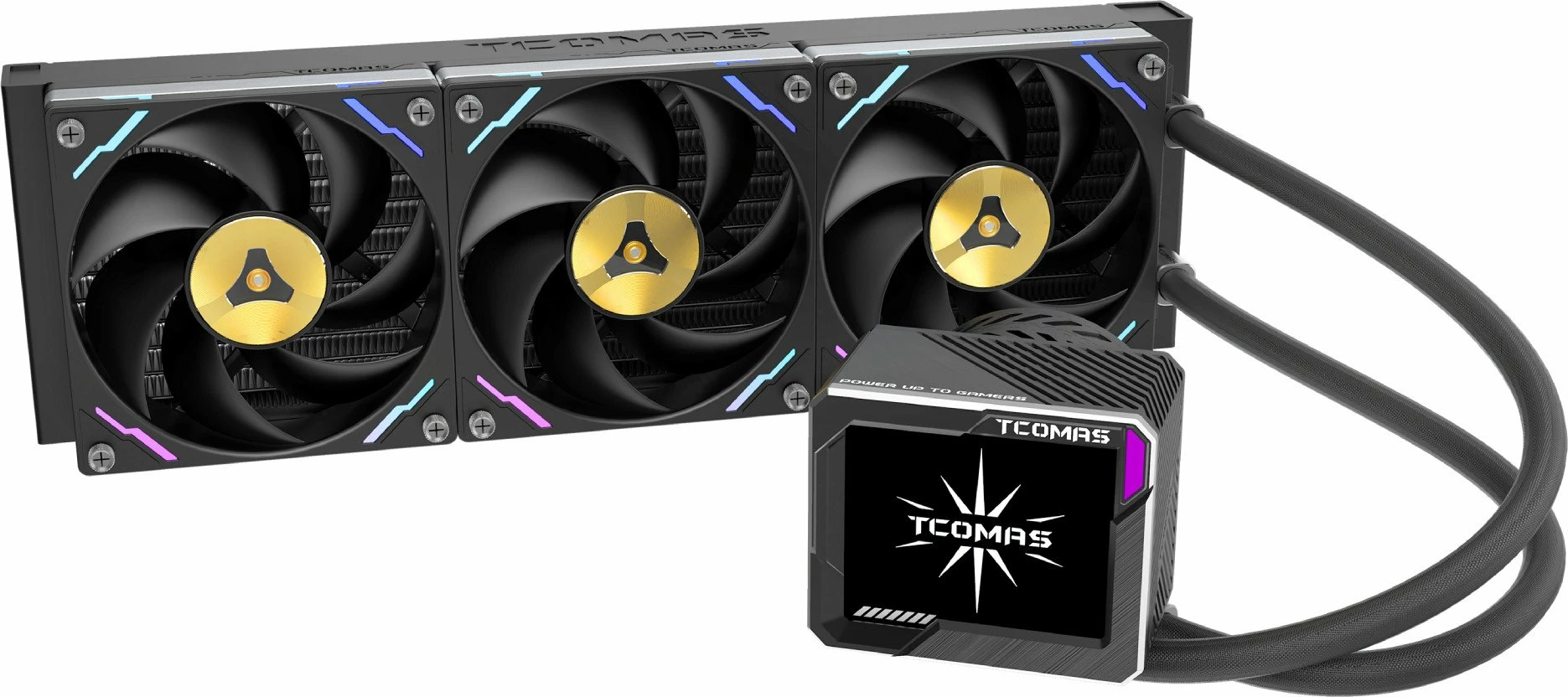 Sistem ftohje me ujë AIO Tcomas LG700 PRO 360, 3x120mm PWM, ARGB, ekran IPS 3.5", e zezë