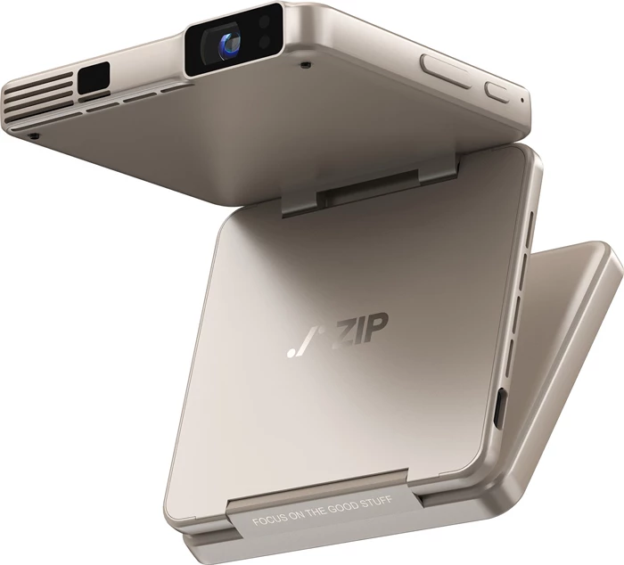 projektor portativ Aurzen Zip AU-PJ-ZP001M-EUGD0, DLP 720p, 100 ANSI, bateri 5000 mAh, set me çantë + karikues udhëtimi + Magplay mount, ngjyrë ari