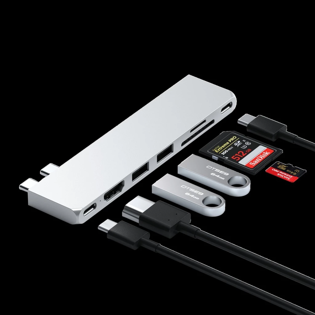 Satechi PRO HUB SLIM (1xUSB4,1xHDMI,2xUSB-A,SD/MicroSD,UHS-I up to 104MB/s) - Silver