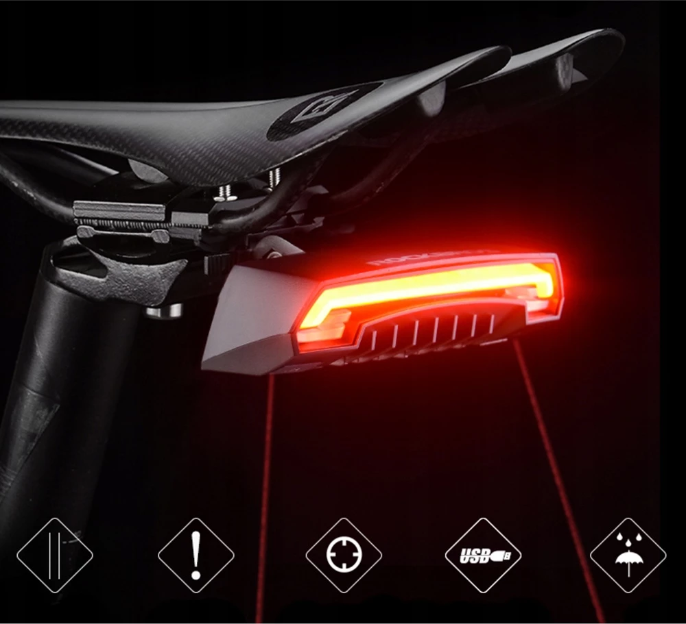 Dritë e pasme biçiklete Rockbros LKWD-R1 me lazer, telekomandë, 2000 mAh, e zezë