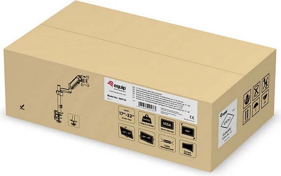 Mbajtëse monitori EQUIP, për tavolinë me klemë, 13"-32", VESA 75x75/100x100, 9kg, e zezë