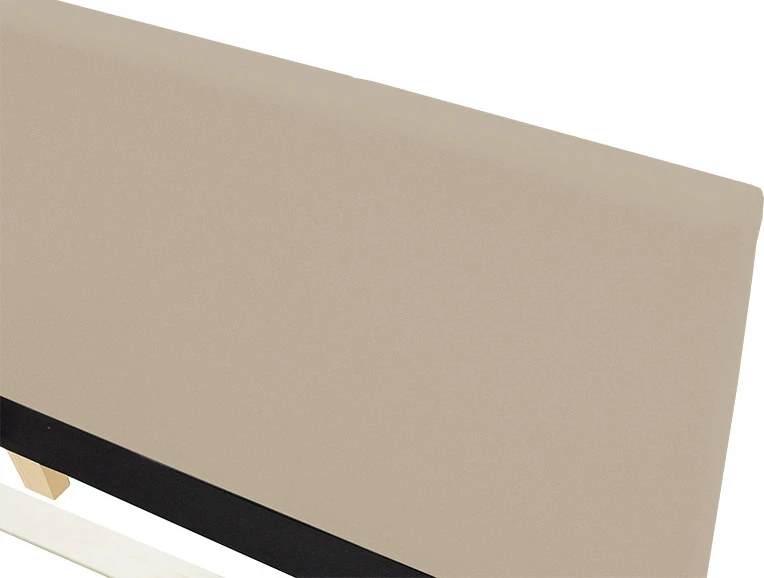 Krevat Nevil, stof ecru, këmbë druri natyrale, 100x200cm