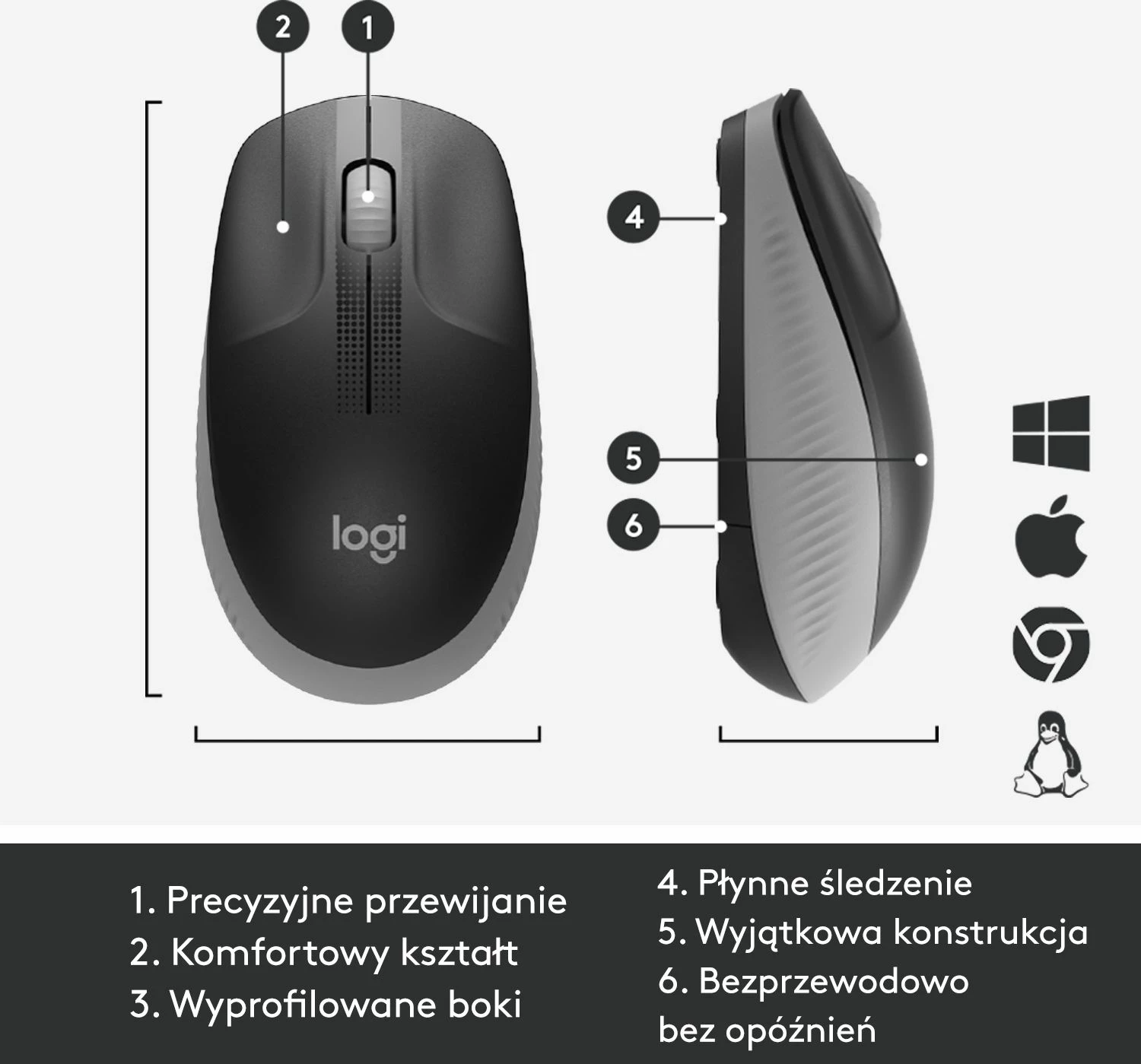 Maus wireless Logitech M190 Full-size (910-005906) 1000 DPI USB, zi/gri